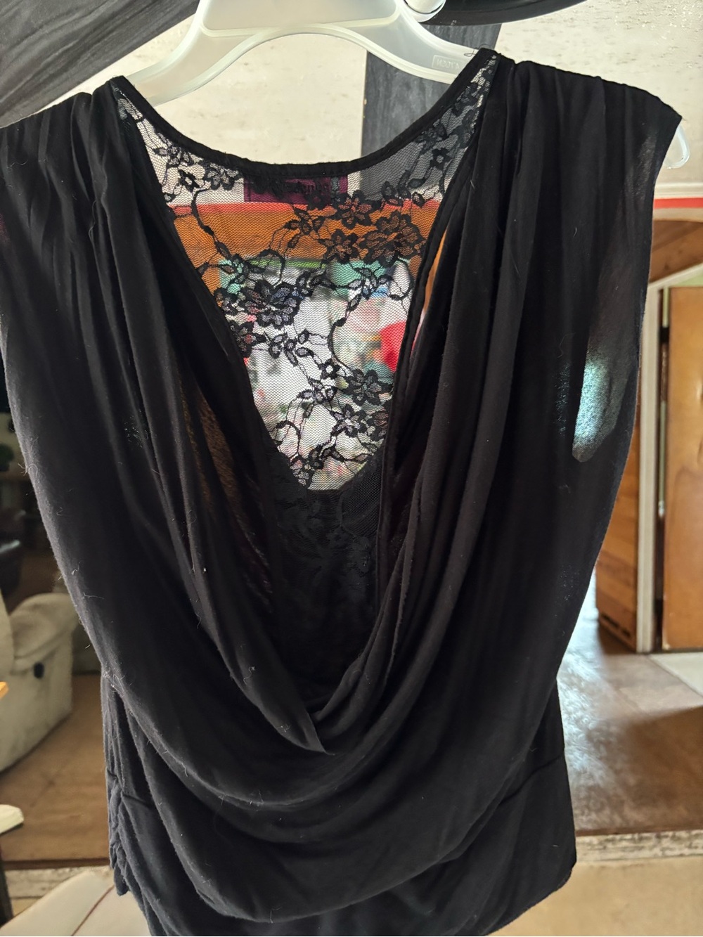 Annabelle Black Lace-Detail Tank Top